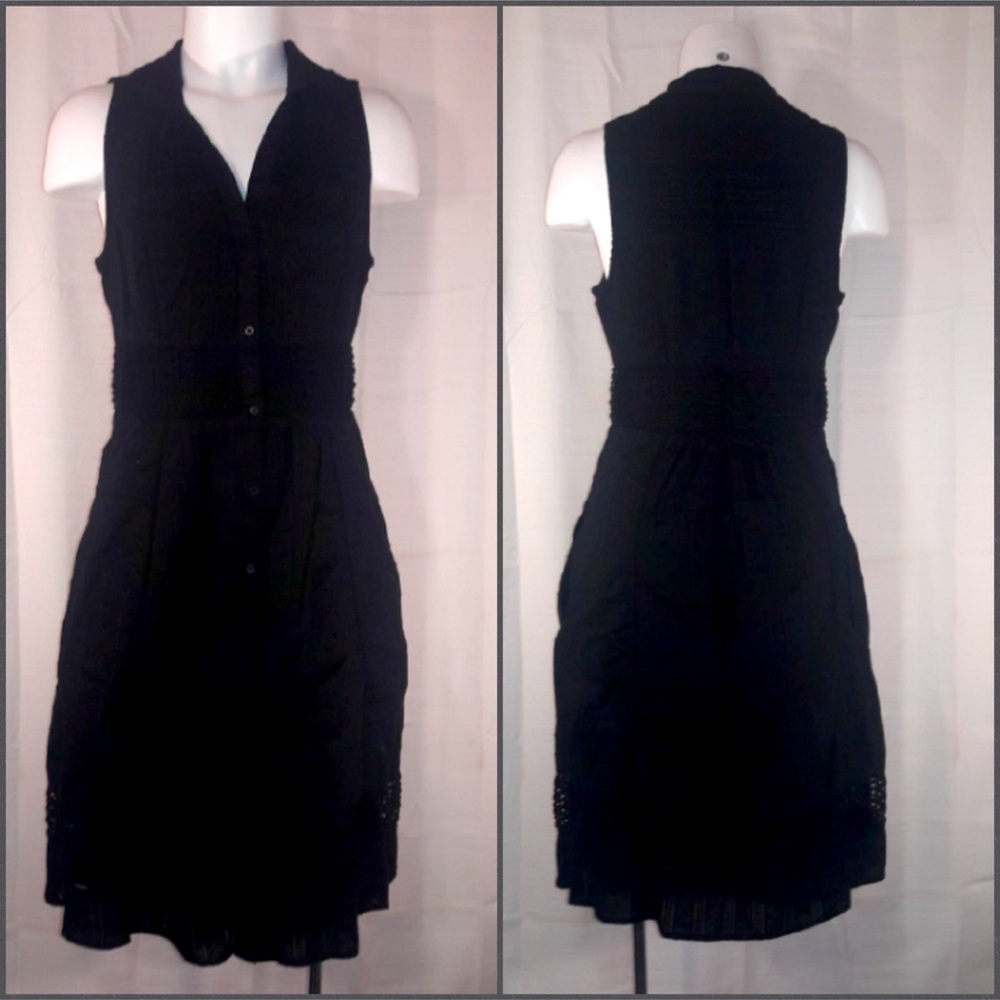 Maeve Anthropologie Black Button-Down Sleeveless Dress, 10